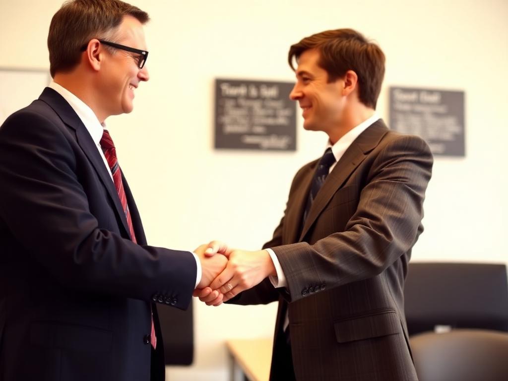 Two business persons shaking hands (stock photograph)